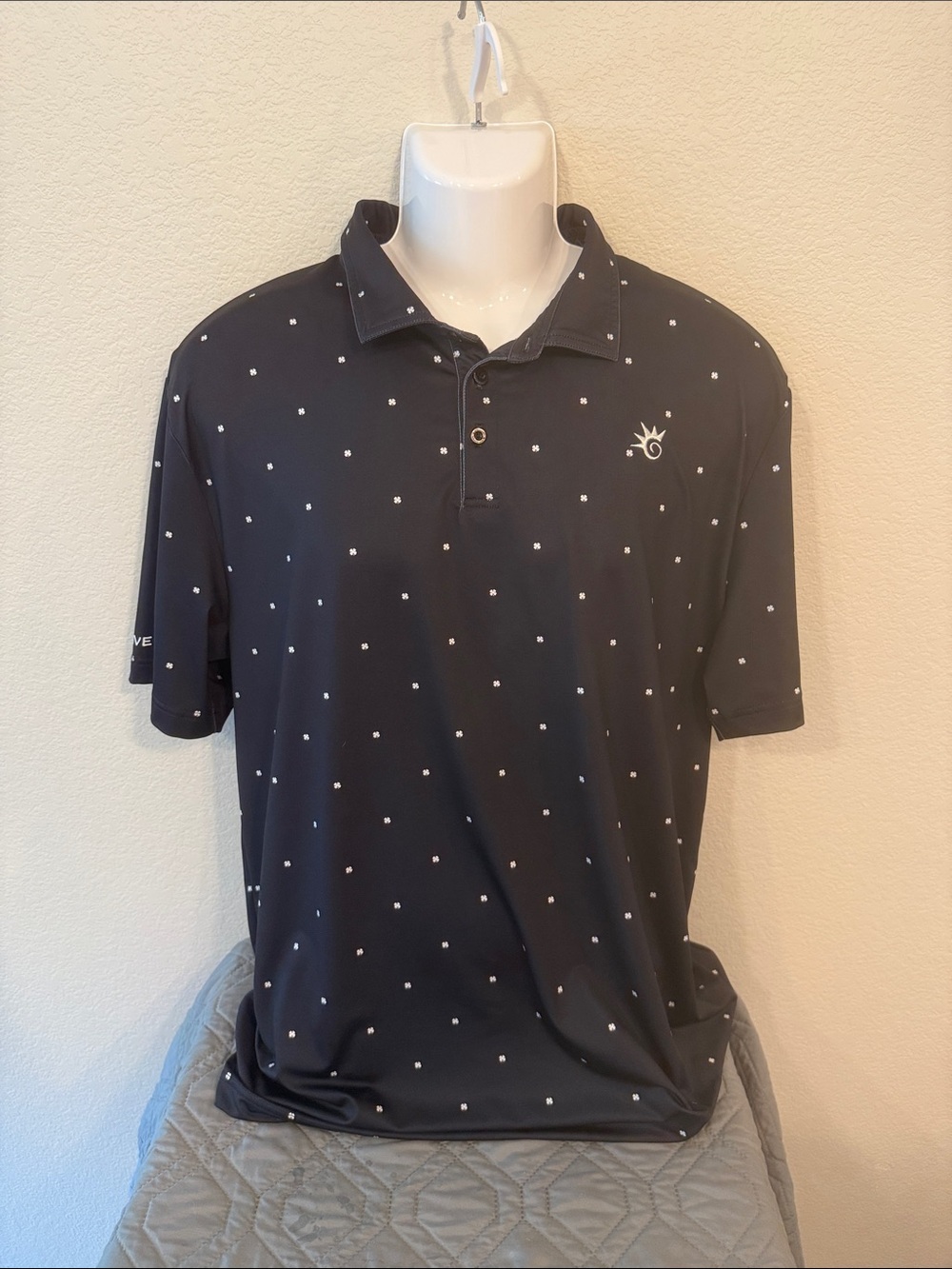 Black Clover Men's Black Soft Polo with Clovers | XXL | EUC | Trendy!